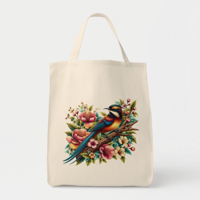 Charming Colorful Bird and Flower Tygkasse (Framsidan)