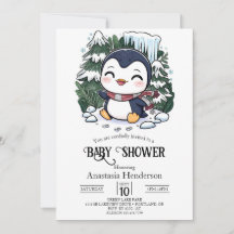Charming Colorful Penguin Baby Shower