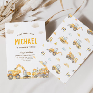 Charming Construction Birthday-inbjudan Inbjudningar