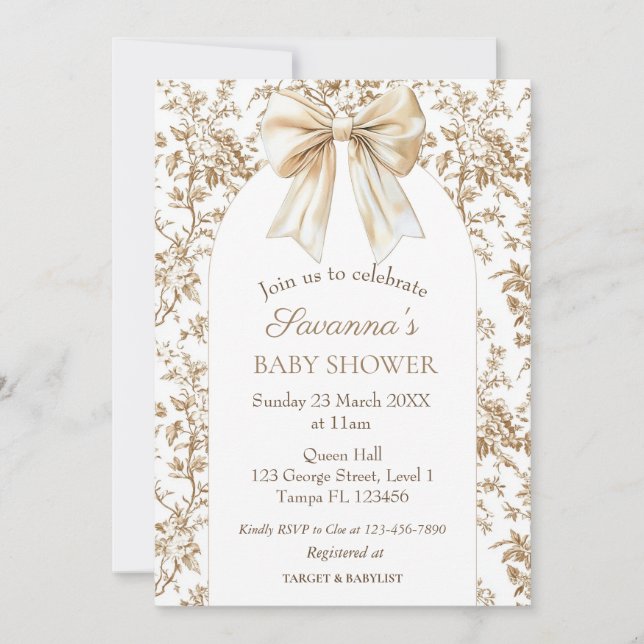 Charming Coquette Chinoiserie Baby Shower Inbjudningar (Framsida)