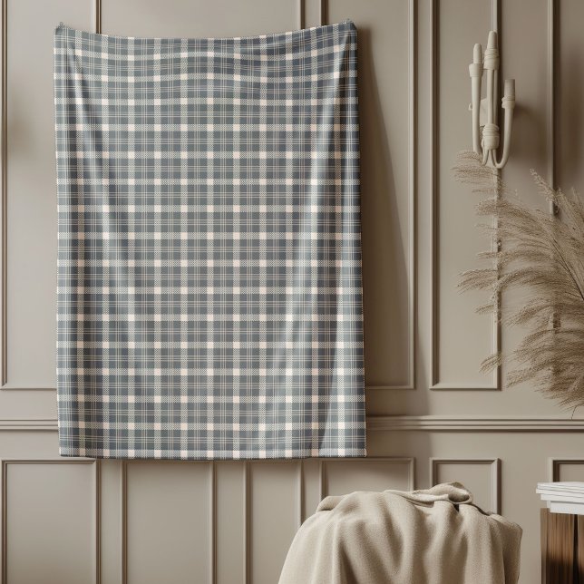 Charming Coral och Grått Blanket med inlagd design Fleecefilt (Charming Coral and Grey Blanket with Plaid Design)