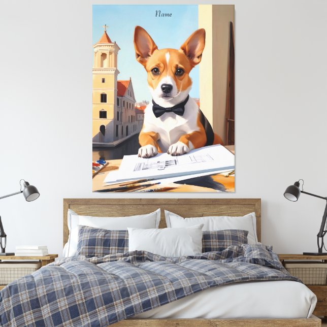 Charming Corgi Architect Hund älskare Canvastryck (Insitu (sovrum))