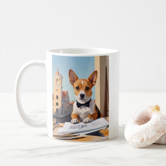 Charming Corgi Architect Hund älskare Kaffemugg (Med munk)