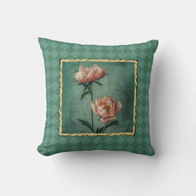 Charming Cottage Stil Peony Print Kudde (Framsida)