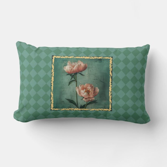 Charming Cottage Stil Peony Print Lumbarkudde (Framsida)