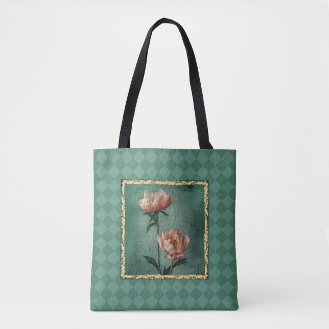 Charming Cottage Stil Peony Print Tygkasse (Framsida)