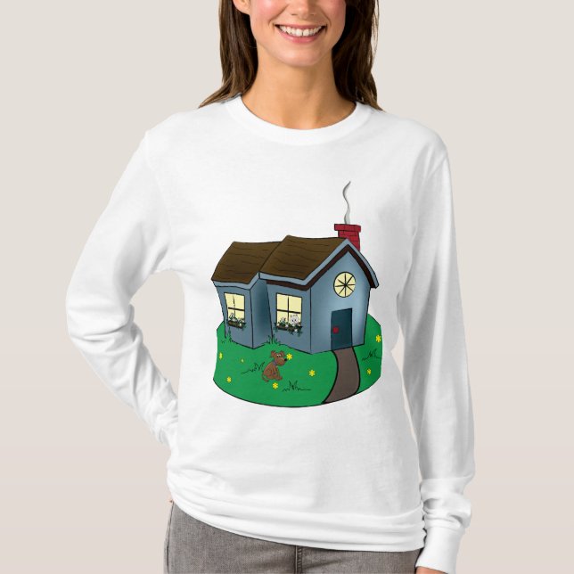 Charming Cottage Style House with Garden T Shirt (Framsida)