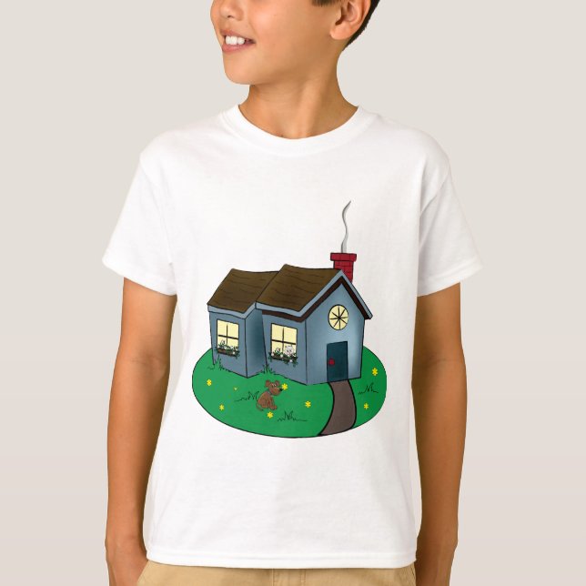 Charming Cottage Style House with Garden T Shirt (Framsida)