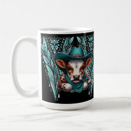 Charming Cow med konstgjord Western Cowboy Hat Kaffemugg