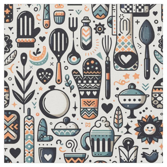 Charming Crafts Fabric - Whimsical Kitchen Themme Tyg (Närbild)