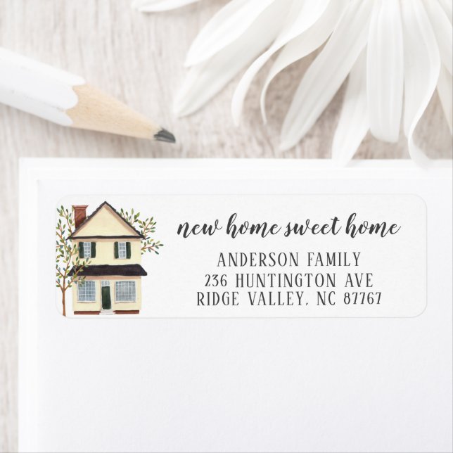Charming Cream House Home Sweet HomeAddress Label Returadress Etikett (Insitu)
