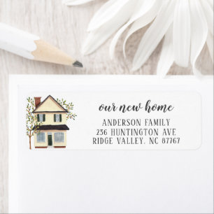 Charming Cream House New Home Address Label Returadress Etikett