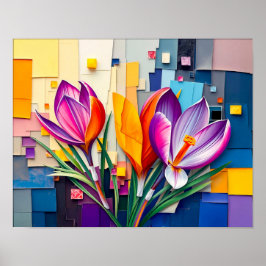 Charming Crocus i Modern Abstrakt Stil Poster