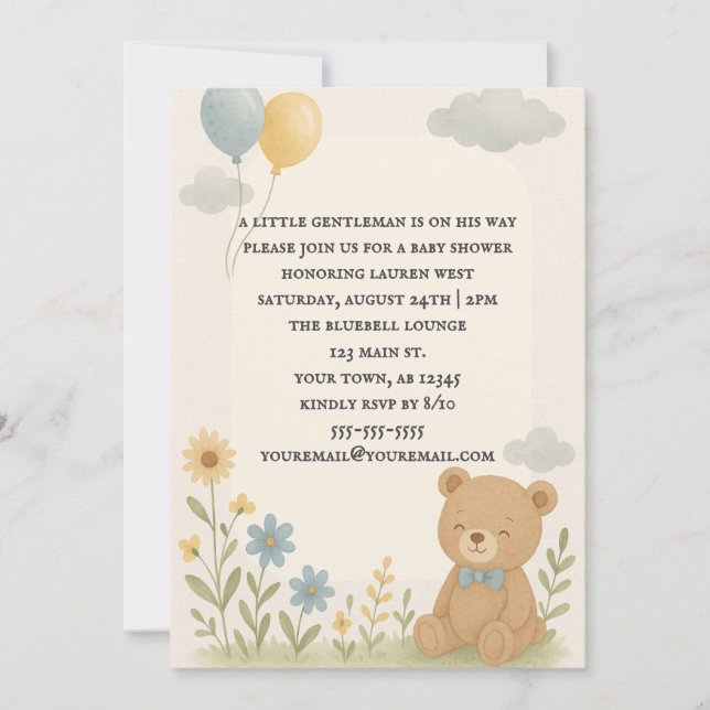Charming Cub Baby Shower Inbjudan (Framsida)