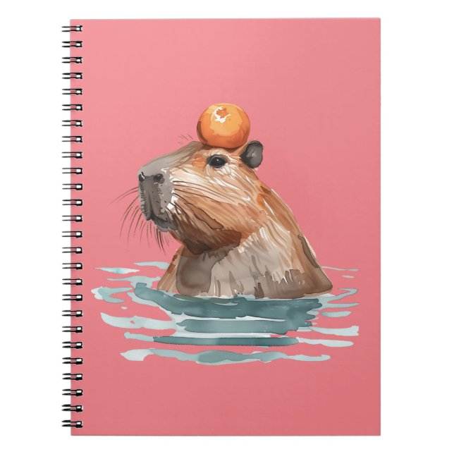 Charming Cute Capybara med Orange Anteckningsbok (Framsidan)