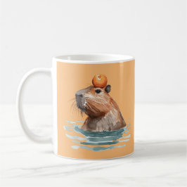 Charming Cute Capybara med Orange Kaffemugg