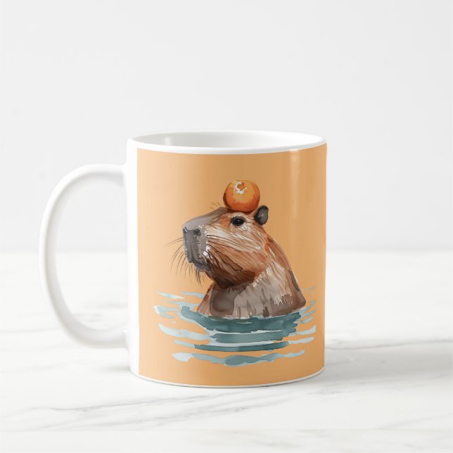 Charming Cute Capybara med Orange Kaffemugg (Vänster)