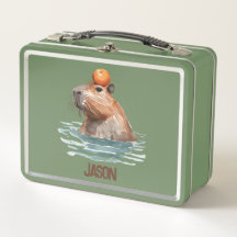 Charming Cute Capybara med Orange och Kids Namn