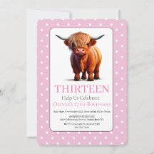 Charming Cute Highland Cow-födelsedag