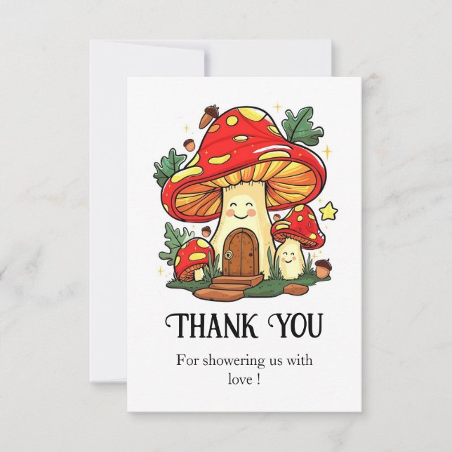 Charming Cute Mushroom Baby Shower Tack Kort (Framsida)