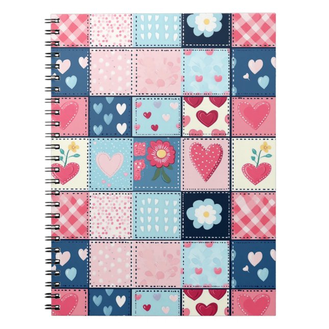 Charming Cute Patchwork Design Anteckningsbok (Framsidan)