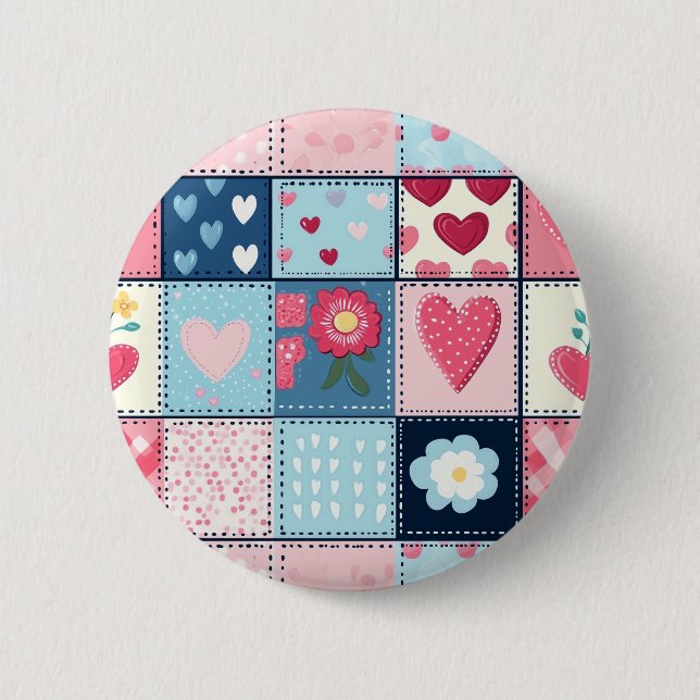 Charming Cute Patchwork Design Knapp (Framsida)