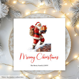 Charming Cute Santa Claus Stylish Watercolor Party Pappersservett