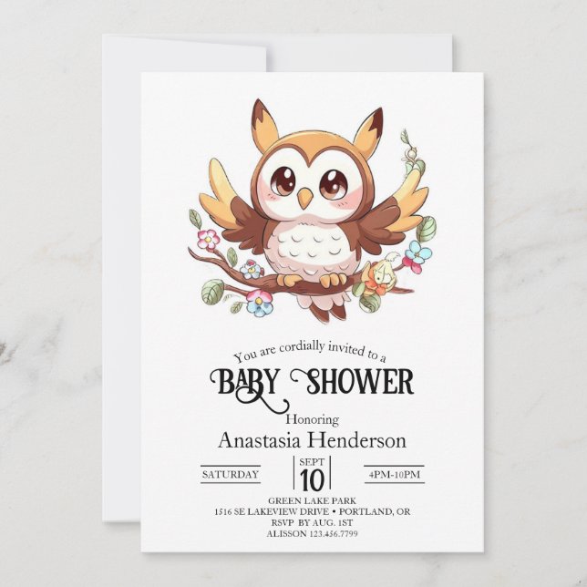 Charming Cute Uggla Baby Shower Inbjudningar (Framsida)