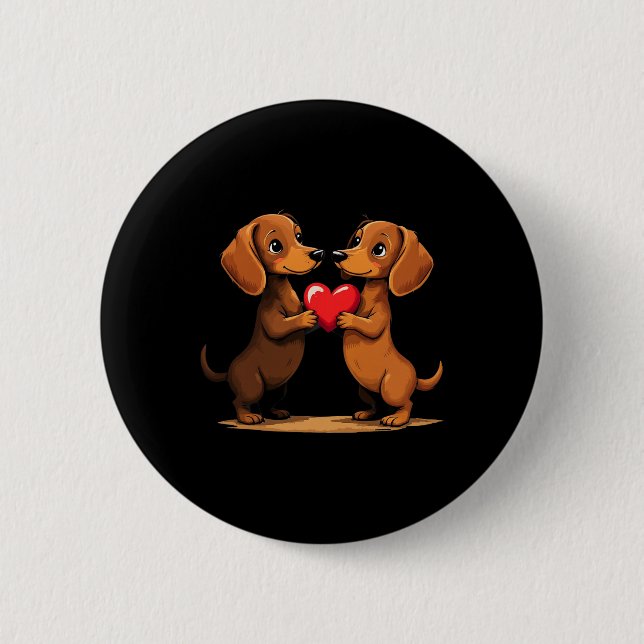 Charming Dachshund Puppy Heart For Valentine's Day Knapp (Framsida)