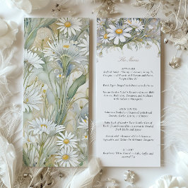 Charming Daisy Bröllop Menu Delicate Pastel Inbjudningar