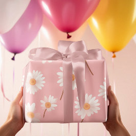 Charming Daisy Kids Room Mönster | Mjuk Rosa Presentpapper