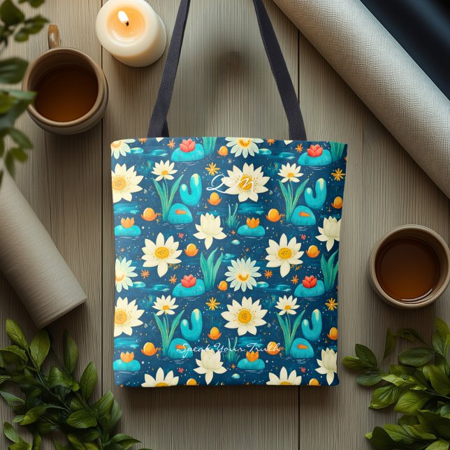 Charming Daisy och Cactus Hälsa Tote Bag Tygkasse (Skapare uppladdad)