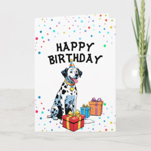 Charming Dalmatien med Gift Boxes Birthday Kort
