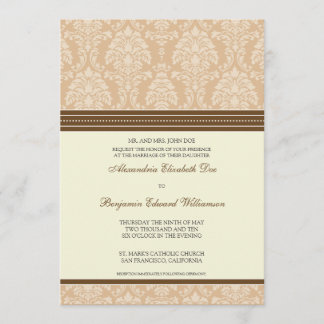 Charming Damask 5x7 Bröllopsinbjudning:grå brun Inbjudningar