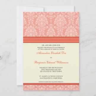 Charming Damask 5x7 Bröllopsinbjudning:korall Inbjudningar