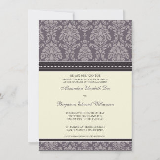 Charming Damask 5x7 Bröllopsinbjudning:plommon Inbjudningar