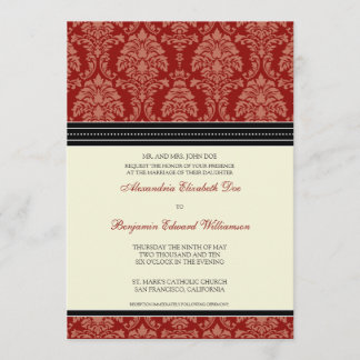 Charming Damask 5x7 Bröllopsinbjudning:röd Inbjudningar