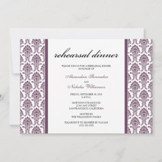 Charming Damask Rehearsal Dinner Inbjudan (lavende