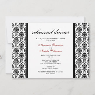 Charming Damask Rehearsal Middag Inbjudan (svart)