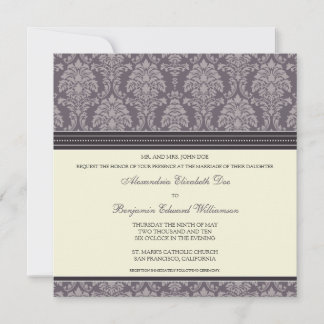 Charming Damask Square bröllopsinbjudan:plommon Inbjudningar