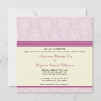 Charming Damask Square bröllopsinbjudan:violett Inbjudningar