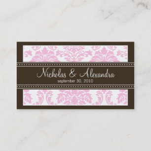 Charming Damask Wedding Webben Affärskort (rosa) Visitkort