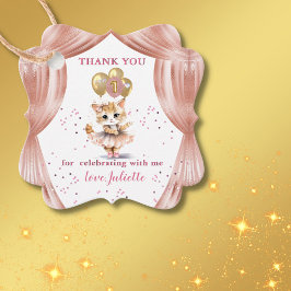 Charming Dancing Kitten Photo First Birthday Girl Gåvor Etiketter