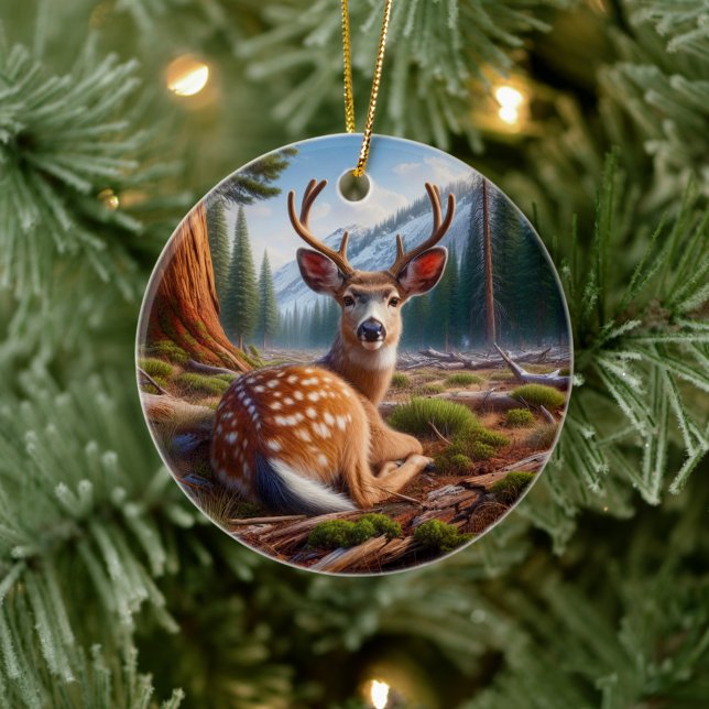 Charming Deer Animal Keepsake Julgransprydnad Keramik (Skapare uppladdad)
