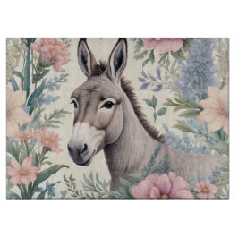 Charming Donkey Pastel Flowers Farm Animal