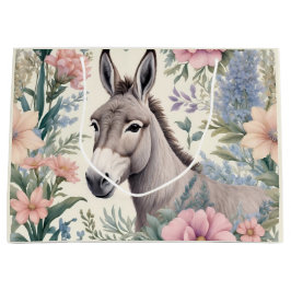 Charming Donkey Pastel Flowers Farm Animal
