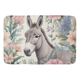 Charming Donkey Pastel Flowers Farm Animal Badrumsmatta
