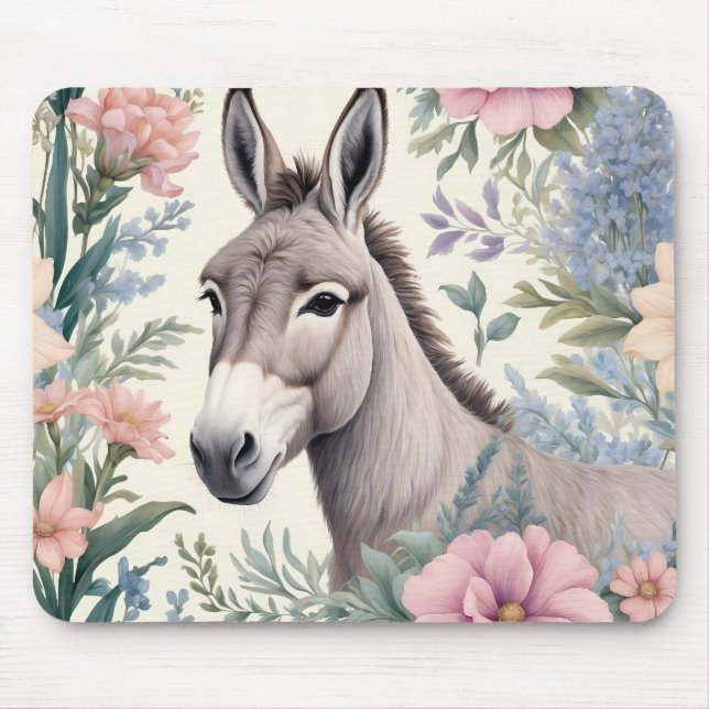 Charming Donkey Pastel Flowers Farm Animal Musmatta (Framsidan)