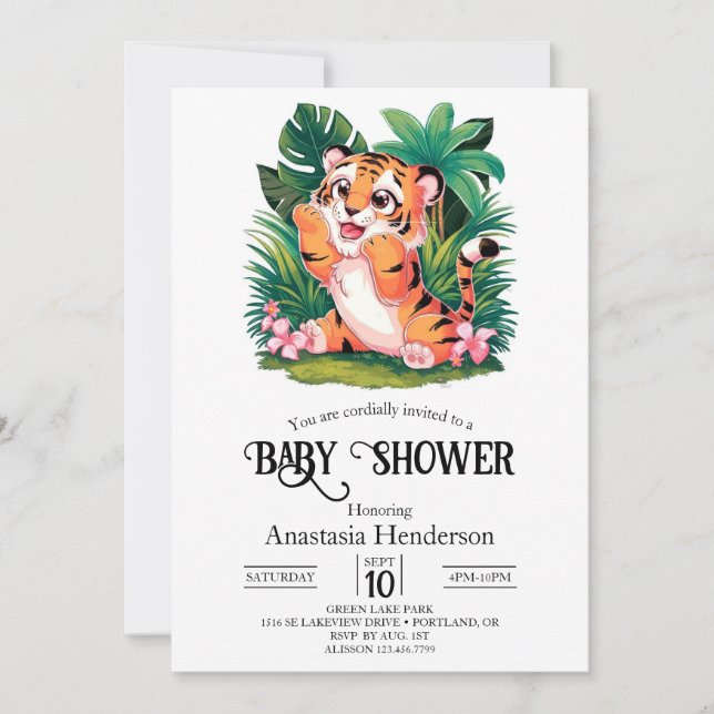 Charming Dreamy Tiger Digital Baby Shower Inbjudningar (Framsida)