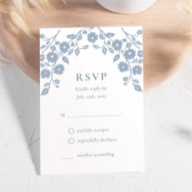 Charming Dusty Blue Folk Flowers Simple Blommigt